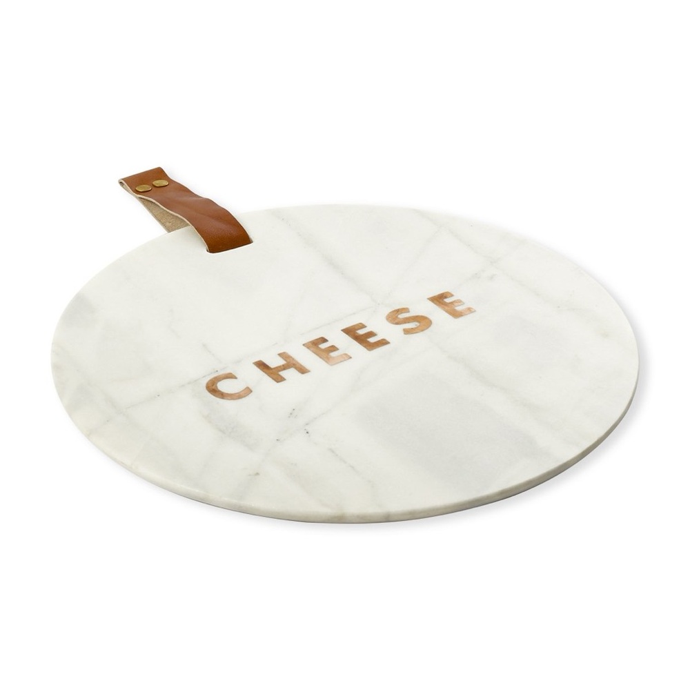 Round Marble Cheese Board with Braided Rope Handle -New in Box